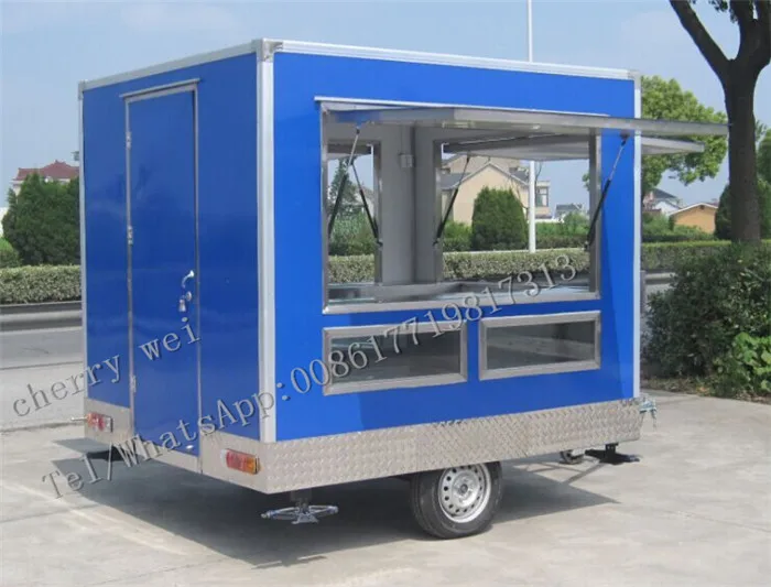 Size 280*210*215 cm stainless steel fast food truck small food trailer mobile food cart for sale philippines