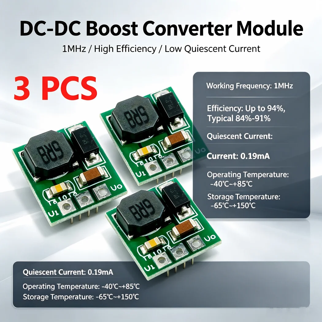 3Pcs Ultra Thin Mini DC-DC Boost Converter 6W Step Up Module Input 3V 3.3V 4.2V 4.5V  Power Supply for 18650 Battery
