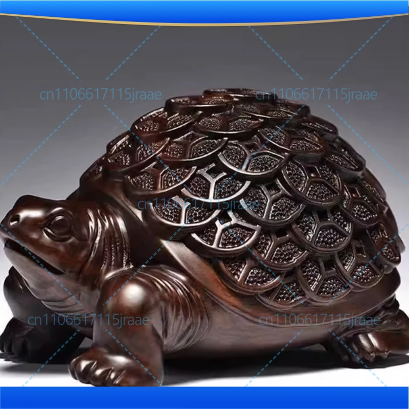 Rosewood Engrave Turtle Figurine ，Auspicious animals Chinese characteristic Home  Office Table decoration and accessories