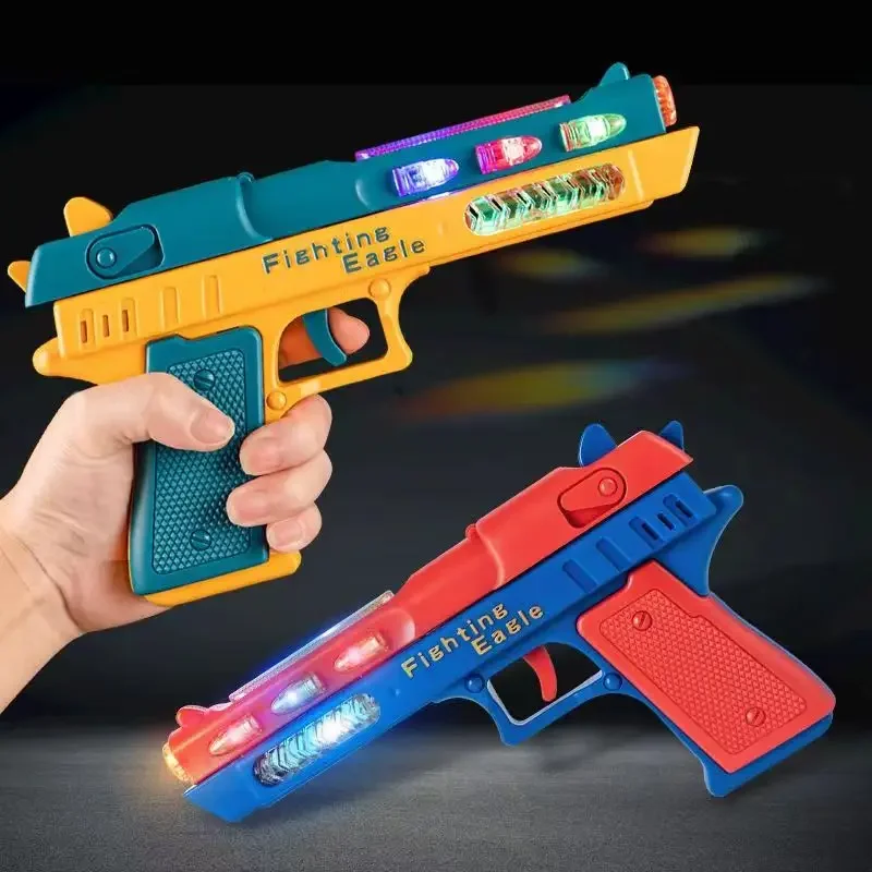 Light UP Sound Effect Toy Gun Spinning LED Non-firing AK47 Pistol Submachine Gun Police Role Play Prop Kids Birthday Gift