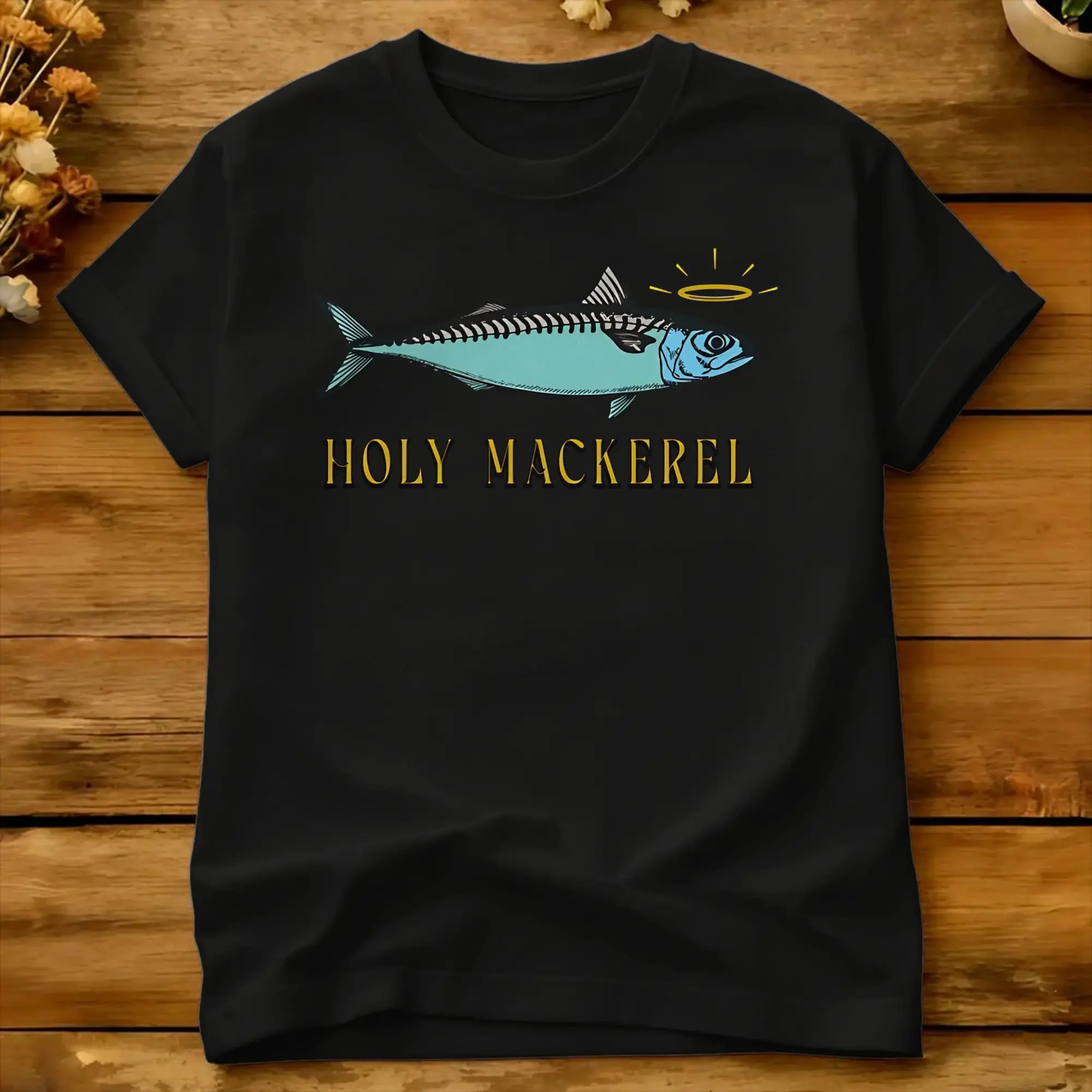 Holy Mackerel  T-Shirt Summer Atlantic Mackerel Classic T-Shirts Pure Cotton Harajuku Tee Shirt For Man Design Clothes