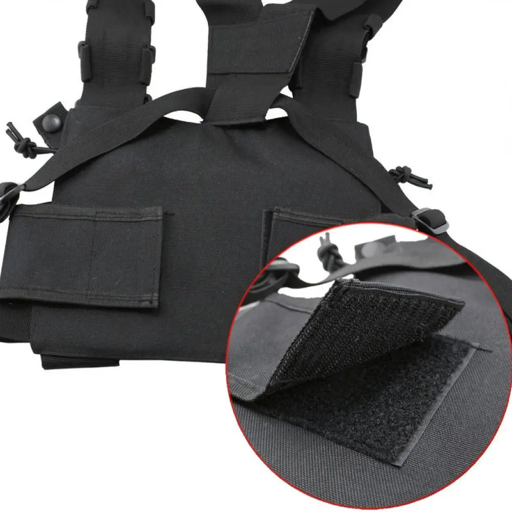 Reflective Tactical Chest Harness Radio Pouch Sport Vest Bag For Outdoor Hiking Patrol Adventure Walkie Talkie Carrying