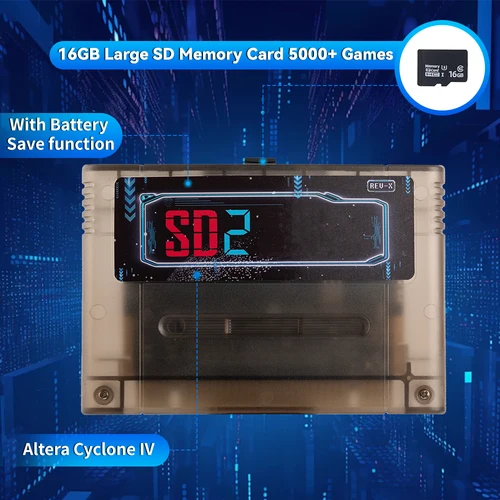 Imagen 2 del producto Juego SD2 SNES para SD2SNES Rev. Versión Z FXPAK Pro 5000 en 1 para consola de videojuegos SNES de 16 bits con tarjeta de 16G para Chip ciclónico