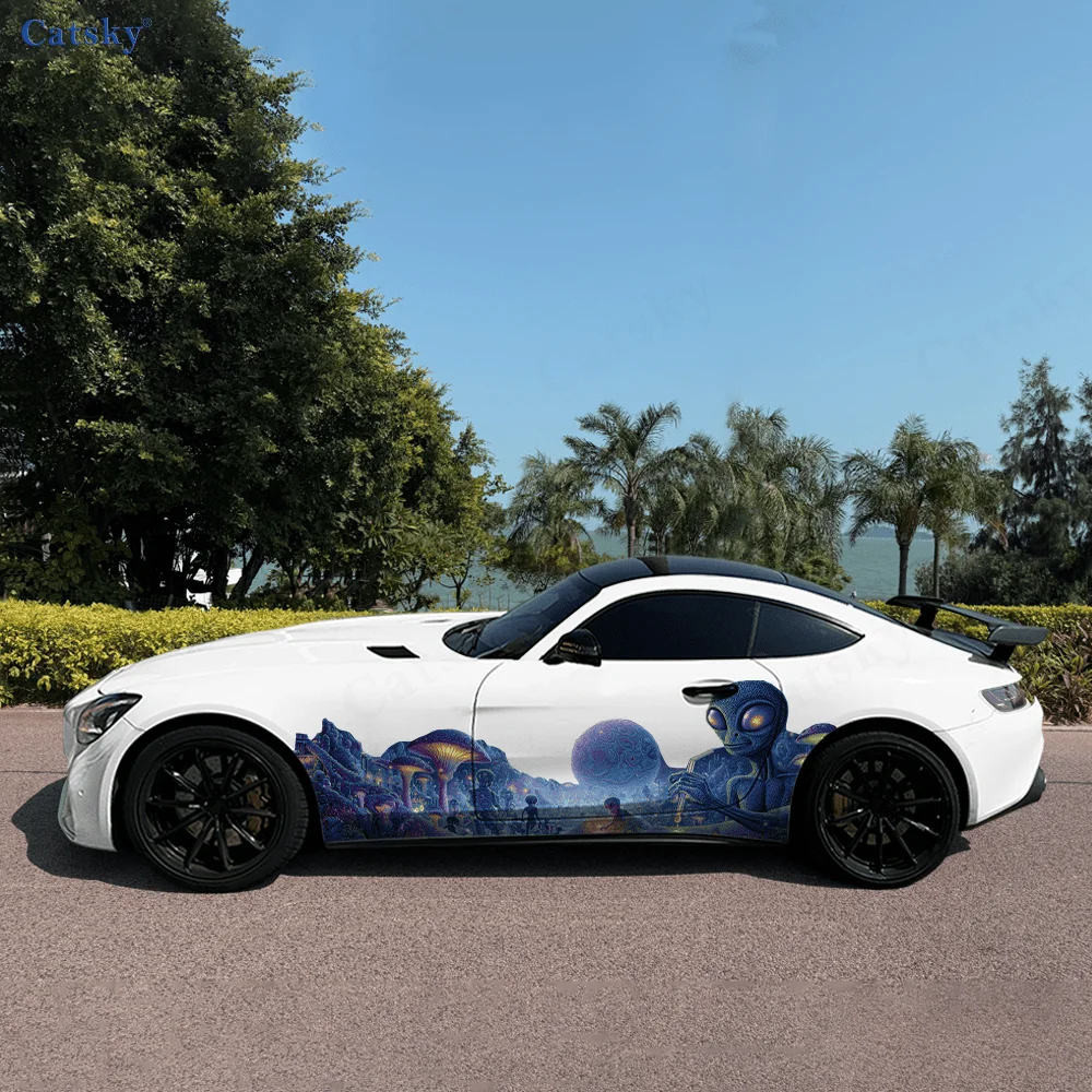 

Инопланетянин космические грибы, автомобильные виниловые обертывания, самоклеящаяся наклейка из ПВХ, подходит для грузовиков, внедорожников, Декор, автоаксессуары, подарок