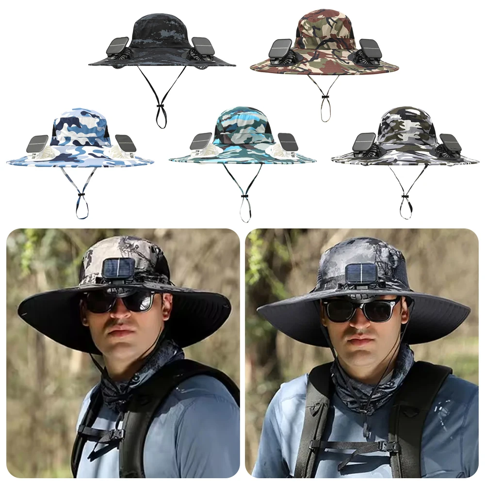 

New Solar Charging Solar Fan Hat Wide Brim Usb Charging Air Cooling Hat Quick Dry Adjustable Sun Hat Outdoor Activities