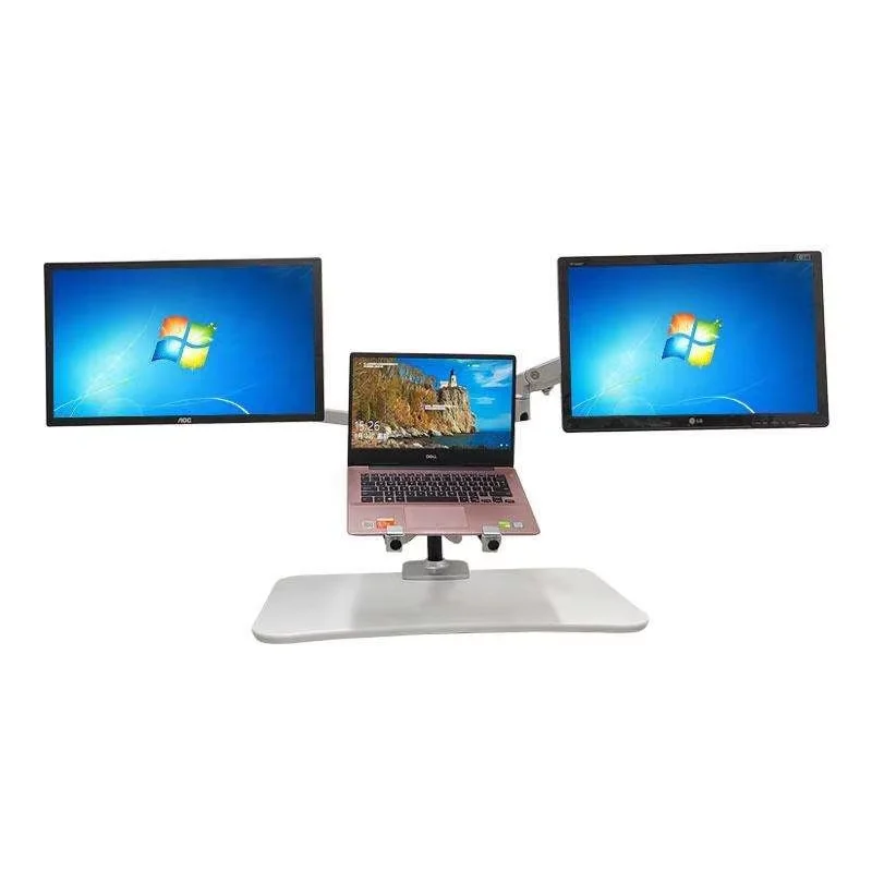 Rotation Height Adjustable Dual Monitor Clamp Stand with Desktop Arm Bracket Computer Monitor Stand Desktop Adjustable