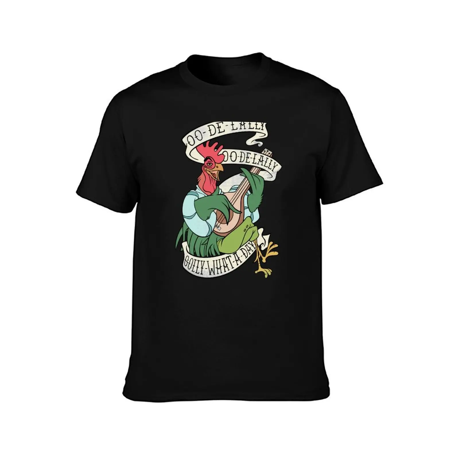 Distressed Alan A Dale Rooster Bard - Golly What a Day Tattoo Banner Design T-Shirt, Summer Casual Cotton Tee, Unisex Men Women