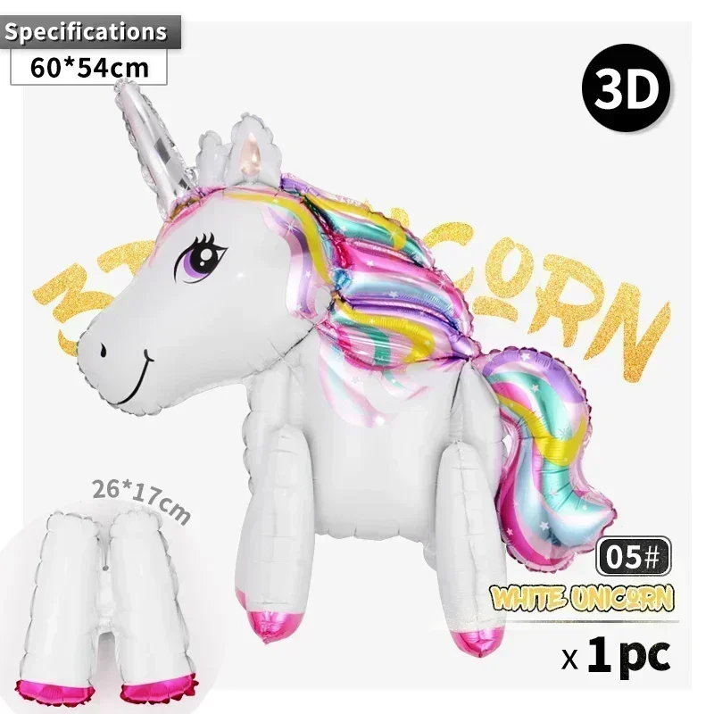 Globos de cumpleaños con temática de unicornio para niños, decoración de fiesta de cumpleaños con número de papel de aluminio de arcoíris, regalo para Baby Shower