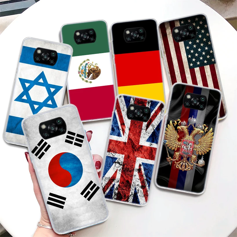 National Flag RU FR UK Coque Phone Case For Xiaomi Mi 11 Lite 11i 11T 10T 9T 12 Pro 10 9 8 12X 6X 5X Ultra Soft Cover Shell