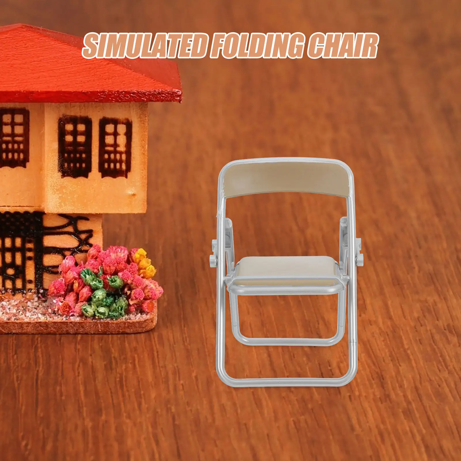 

8Pcs Miniature Folding Chairs Compact Portable Dollhouse Accessories Foldable Phone Holder Desktop Home Cafe Scene Plastic Mini