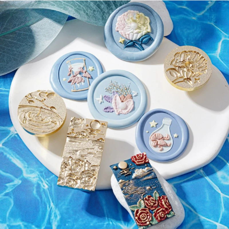 6 قطعة الشمع مختومة معدنية ختم رئيس تنقش زهرة ديكور ختم ختم أداة Diy بها بنفسك بطاقة دعوة الزفاف الديكور دون مقبض #2