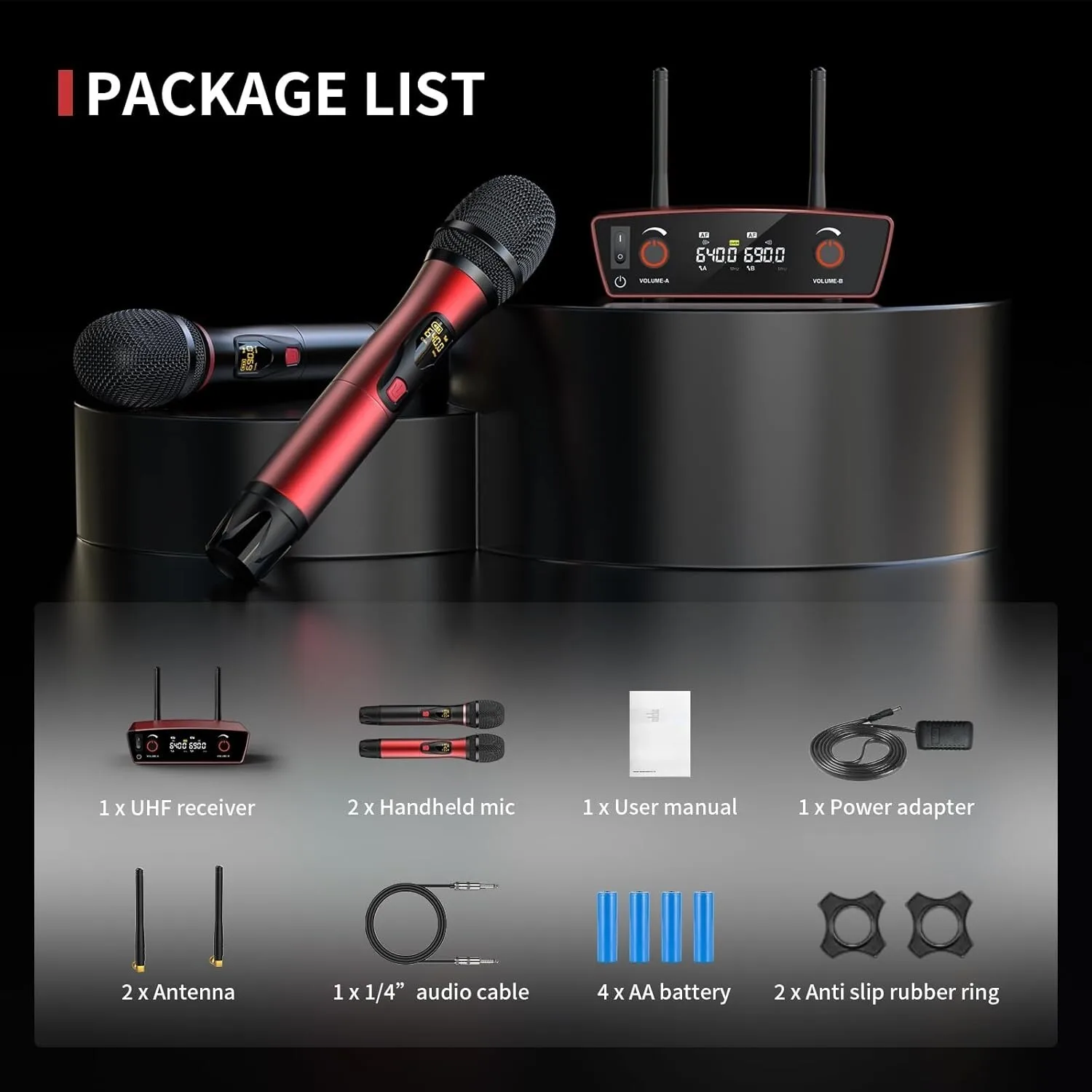 Lotame Wireless Microphone System for Karaoke Singing Dual Wireless Mics