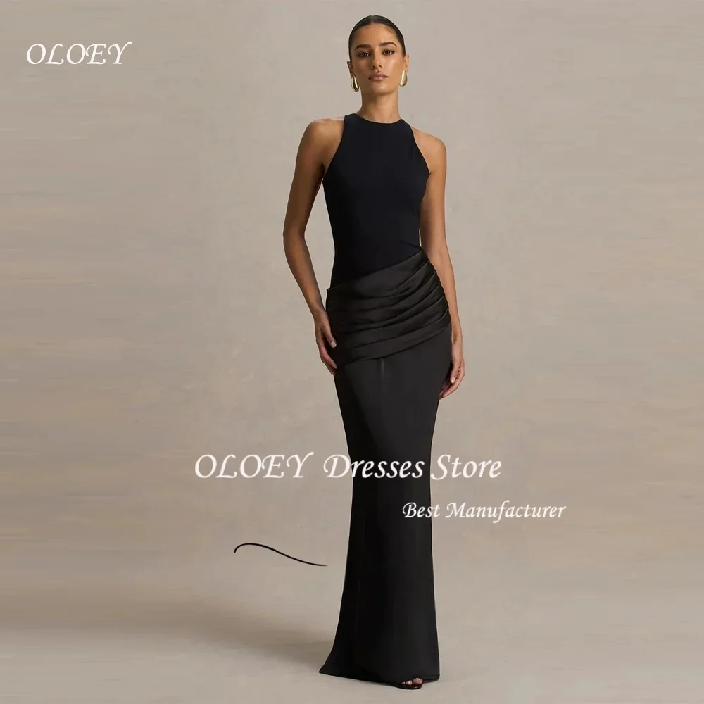 

OLOEY Elegant Black Evening Gown O-Neck Sleeveless Formal Dinner Dress Wedding Party Dresses for Guest 2026 Customized