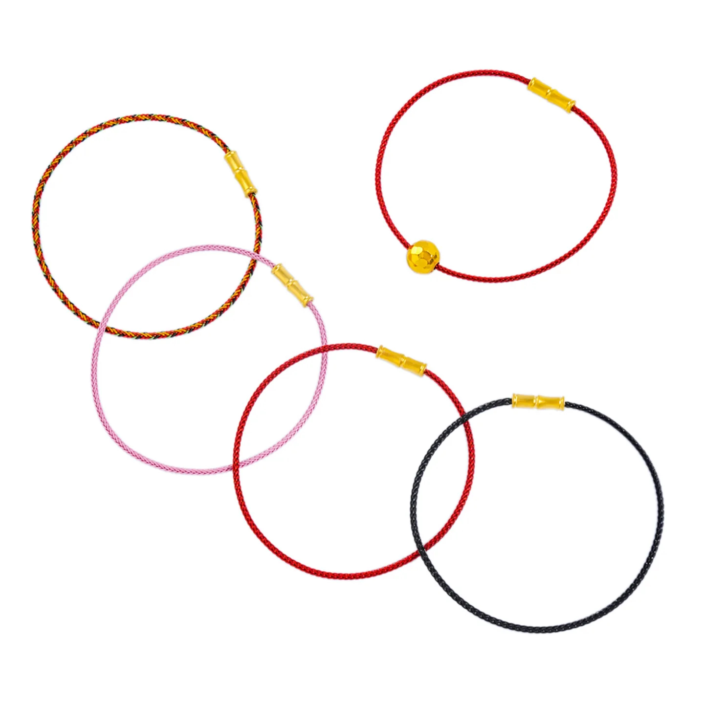 waterproof push pull bamboo buckle thin steel wire hand rope DIY can be pierced with beads, this is a red rope bracelet