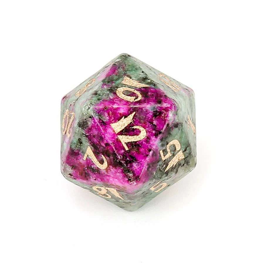 Hot Sale New Font Spot Good Natural Stone D20 Dice Tiger\'s Eye Green Fluorite Polyhedron Crystal Dice Custom Symbol Pattern Logo