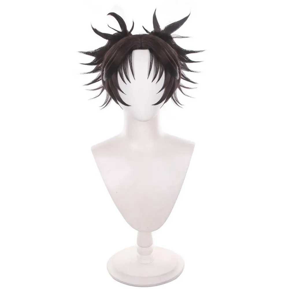 Anime Choso Cosplay Wig Short Wig with Long Simulation Scalp Top 2 Detachable Claw Clip Ponytails Heat Resistant Synthetic Hair
