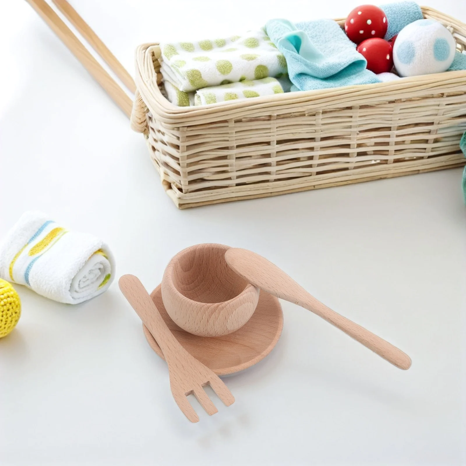 1 set 1 Set Wooden Kids Kitchen Set Realistic Pretend Play Cookware Utensils Tableware Mini Kitchen Accessories Toddler Learning