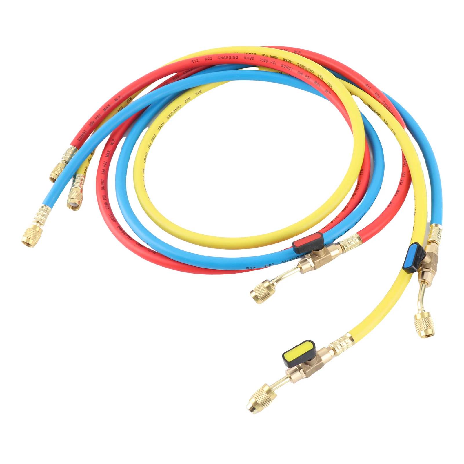 

Refrigerant Charging Hose Apply to R12 R22 R502 Refrigerant Air Conditioning Manifold Gauge 1/4'' Thread Hose Set (Pack of 3)