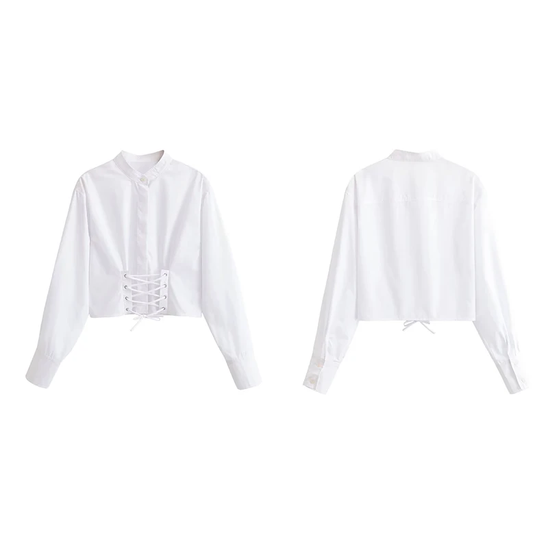 Guobioziy Women's Waist-Cinching Long-Sleeve Top 2026 Spring-Autumn Edition Euro-American Daily Casual Fashion Trend Classicwear