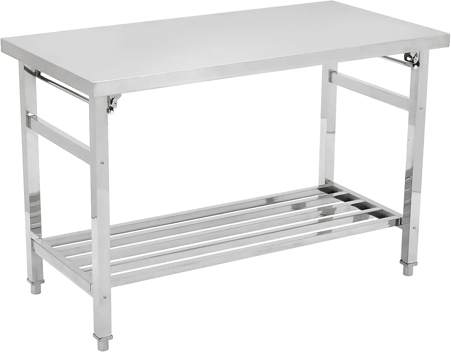 Tacleekii 48inch 60inch Stainless Steel Work Table Commercial Heavy Duty Folding Prep Table with Adjustable Undershelf for Restaurant, Kitchen, Food Service