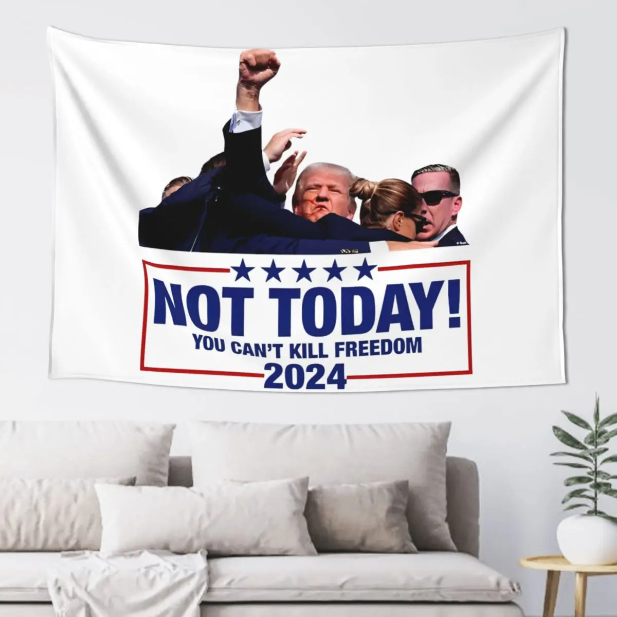 Not Today Trump Shooting Tapestry Wall Hanging Hippie Fabric Wall Tapestry Trump Fight For America Wall Blanket Wall Decor Tapiz