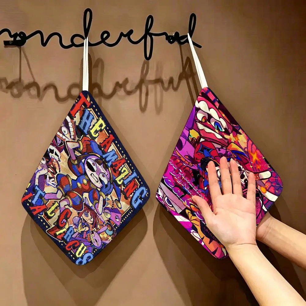 Animation A-Amazing D-Digital Circus Polyester Cotton Hand Wiping Towel, Hanging Design, Durable for Household Restaurant Use