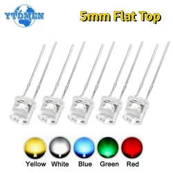 50/100pcs Flat Top LED Diode 5mm 5 Colors Transparent Light Emitting Diodes Red Yellow Blue Green White Bulb Lamp DIY Electronic