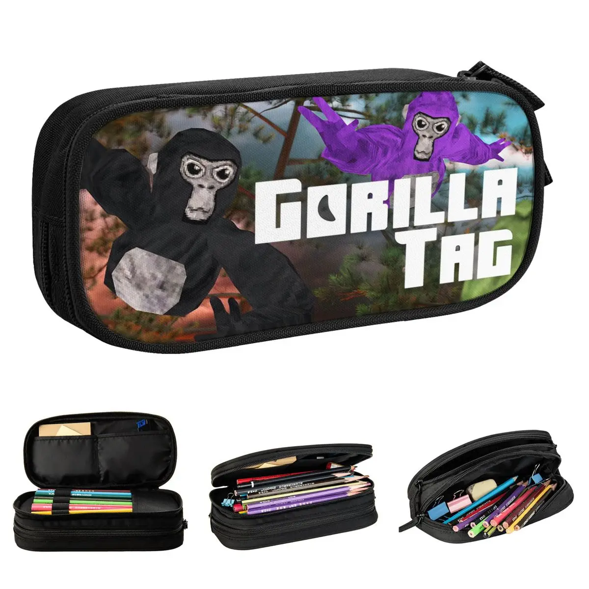 Game Gorilla Tag Pencil Cases Monkeys Pen Holder Bags Student Large Storage School Supplies Zipper Pencilcases