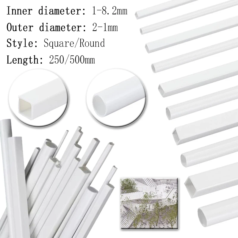 5/10Pcs ABS White Round/Square Plastic Rod Stick For Architecture Model Making Model Material DIY Accessories Cutting Supplies