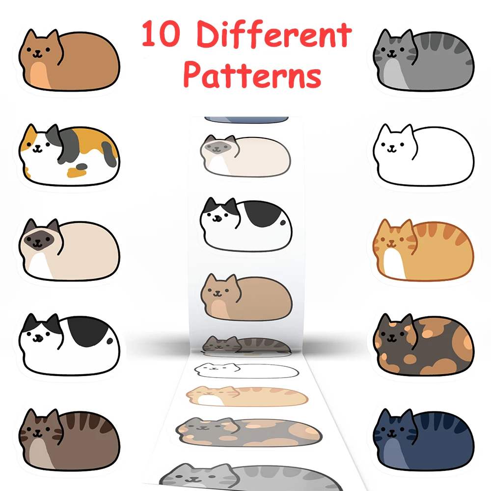 500pcs Cute Cat Sticker Cartoon Funny Decal For Phone Case Laptop Guitar Skateboard Suitcase Envelope Decal Sticker Reward Gift view 2