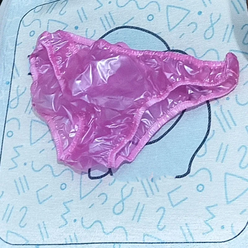 Transparent PVC Briefs Mid Low Waist Soft Glossy Silent See Through Couple Sexy Lingerie Waterproof ABDL Plastic Underwear
