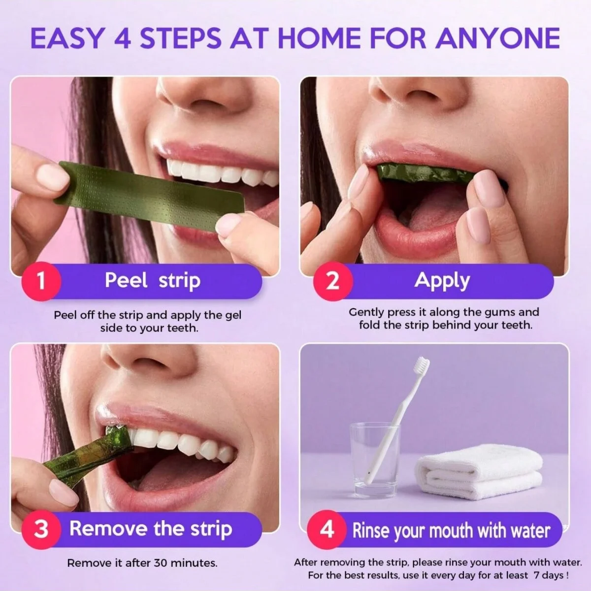 Deluxe Whitening Teeth Stickers 7/14/21 Pairs Gel Whitening Strips Stain Removal Tools Teeth Mint-flavored Refreshing Breath