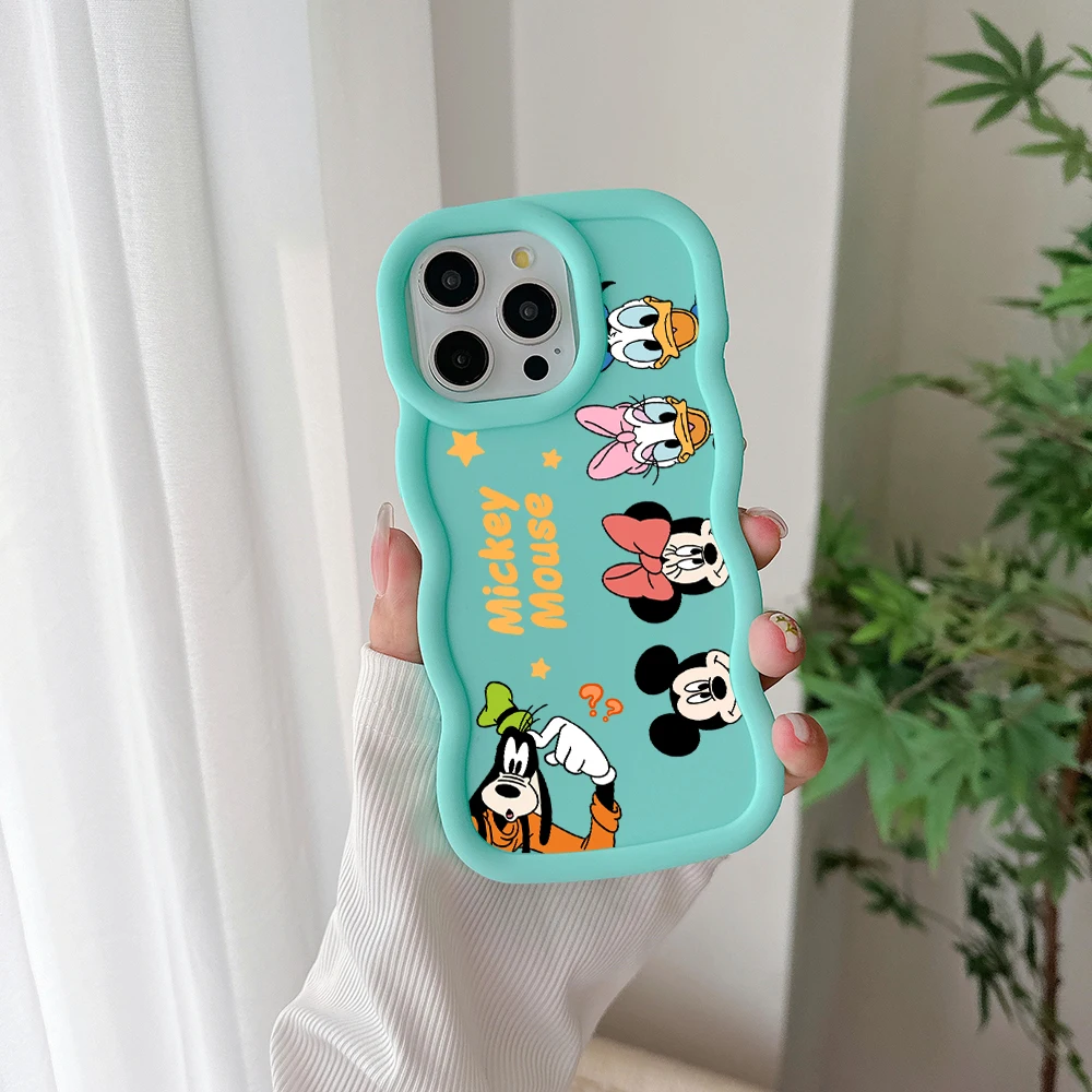 Bonita funda de teléfono de Anime de Mickey y Minnie, carcasa trasera de TPU suave de Color caramelo para IPhone 16, 15, 14, 13, 12, 11 Pro Max, XR, XS, X, 7, 8 Plus, SE20