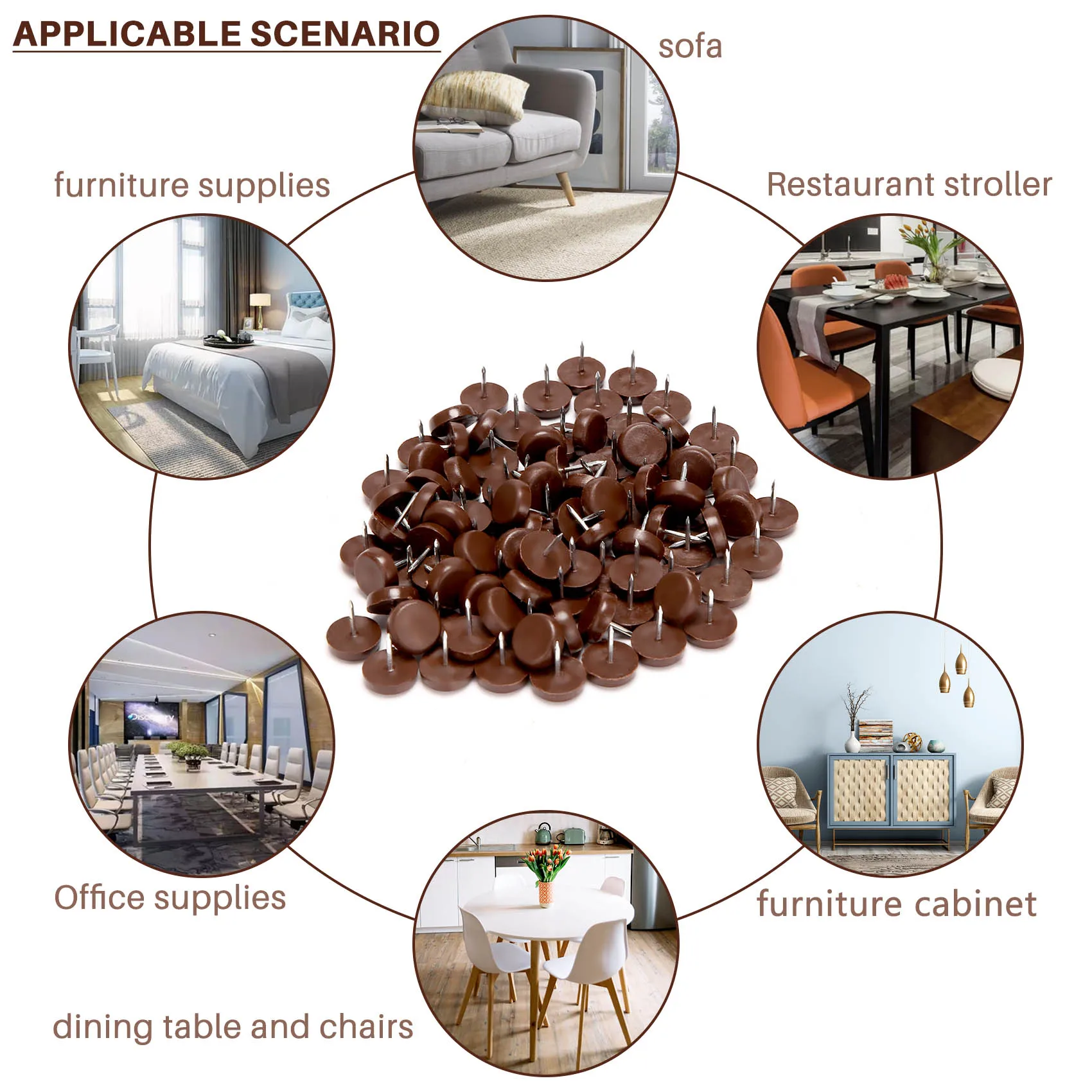 A67K-100 PCS Chair Table Furniture Leg Bottom Feet Plastic Pads Glides Skid Nail Wood Floor Furniture Protector Noise Killer image 5