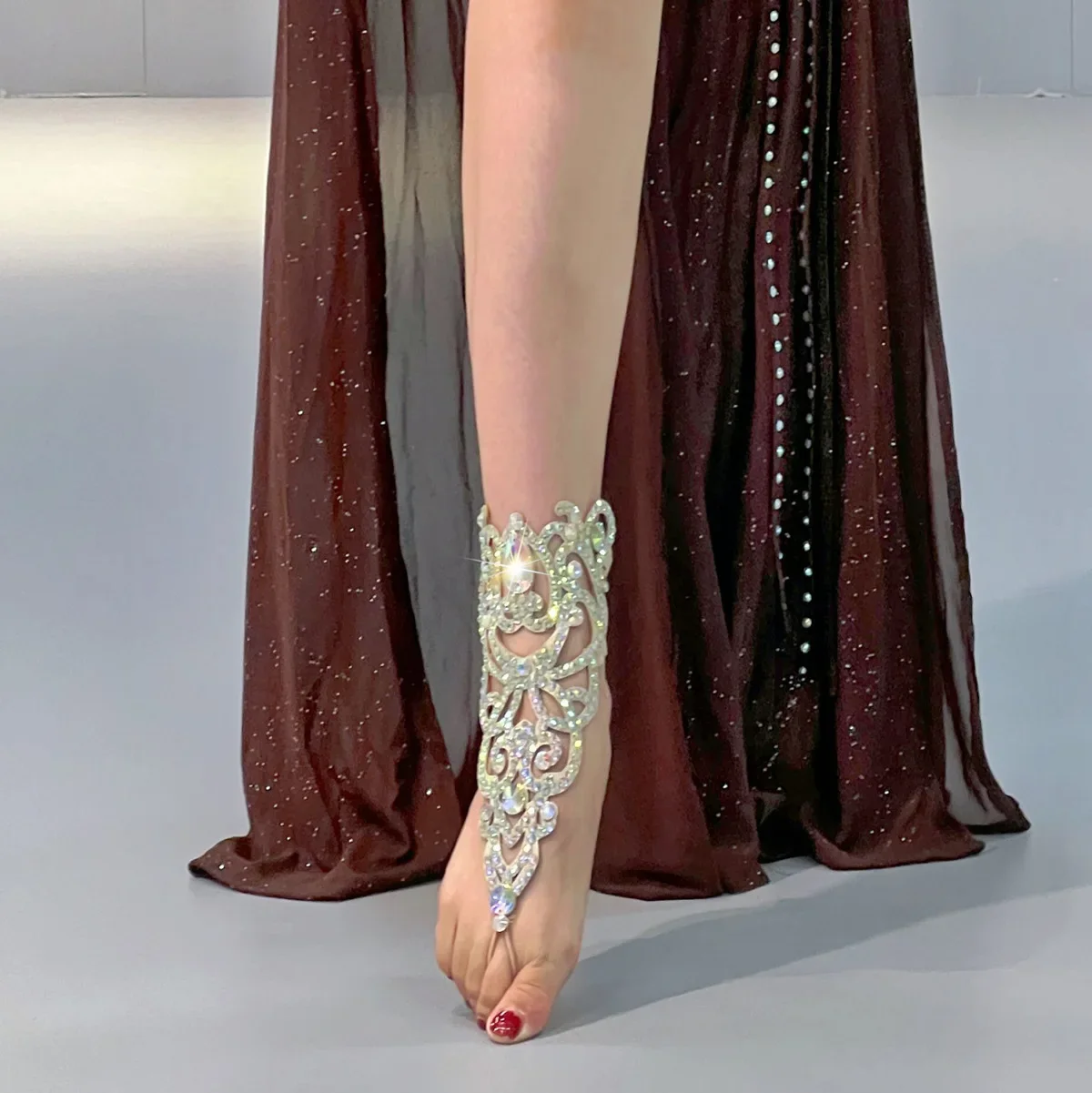 

Ножные браслеты для танца живота, гладкие вручную бриллианты, украшения для ног, костюмы для восточных танцев, ожерелье, аксессуары, реквизит для танцев