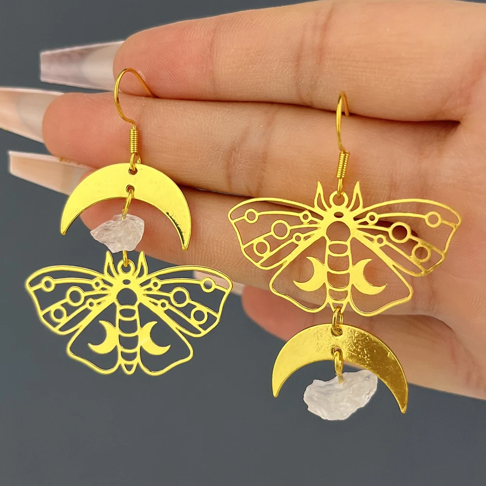 Butterfly Drop Earrings For Women Fashion Amethyst Simple Sun Moon Lady Logistics Pendant Earrings Birthday Jewelry Direct Sales