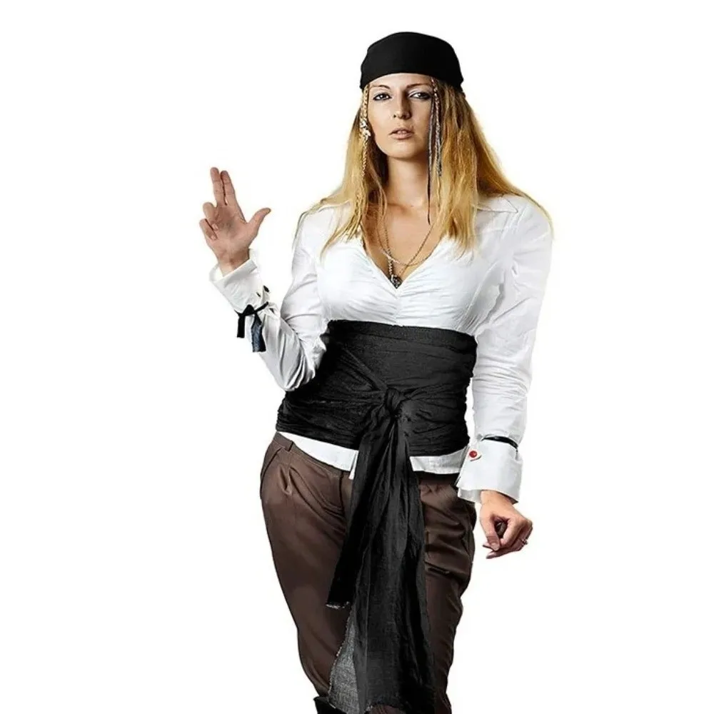 Canvas Pirate Headband Waist Belt Head Wrap Triangle Scarf Halloween Scarf Belt Solid Color Medieval Renaissance Cosplay Costume 6