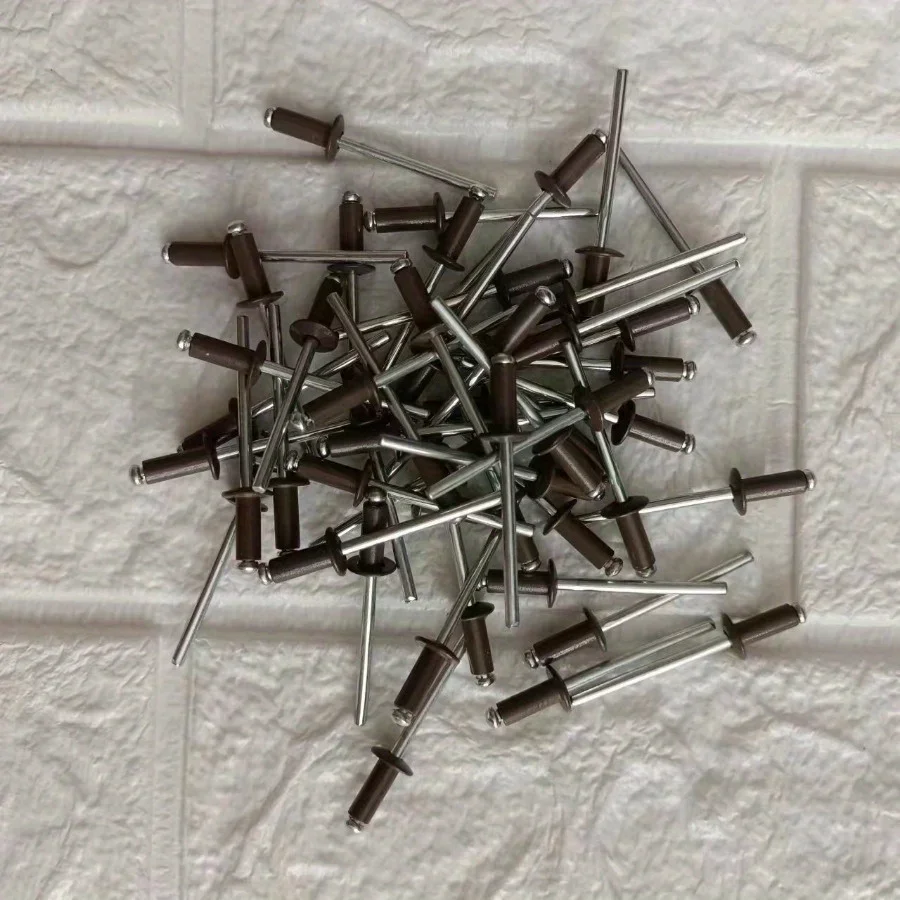 50pcs RAL8014 Painted Blind Rivets Round Head Hollow Rivets Aluminium Steel Home Decor Rivet Fasteners Hardware Rebite Dia 5/32