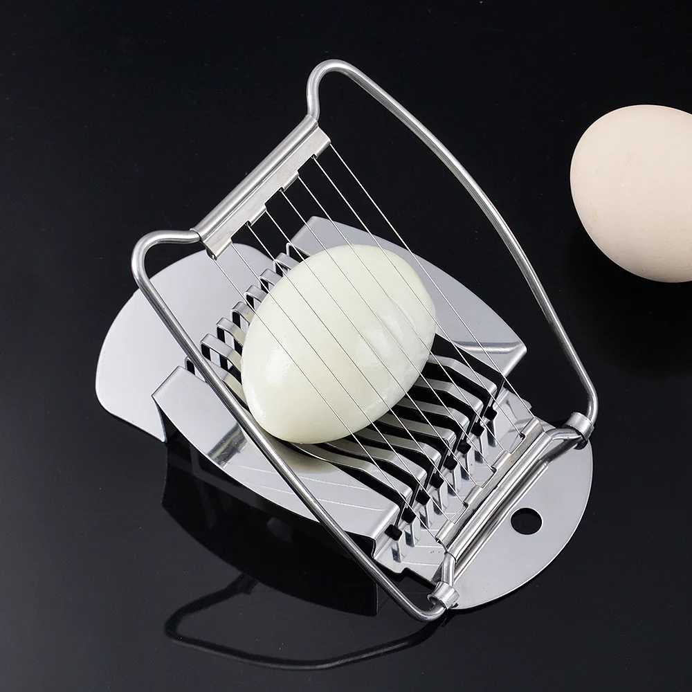 1pcs Slicer Egg Ham Meat Vegetable Fruit Slicer Stainless Steel Anti Slip Egg Cutter With Bracket Kitchen Household Accessory