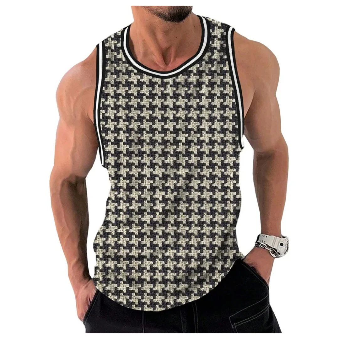 

Retro Geometric Graphic Tank Tops For Men Casual Summer Sleeveless 3D Printed Vest Loose Quick Dry Breathable y2k Tees Pullovers