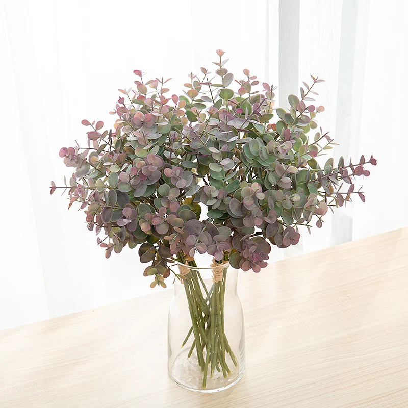 Artificial Plants Eucalyptus Bouquet For Home Wedding Decoration Green Decor Plastic Leaves Eucalipto Shooting Prop Fake Plant