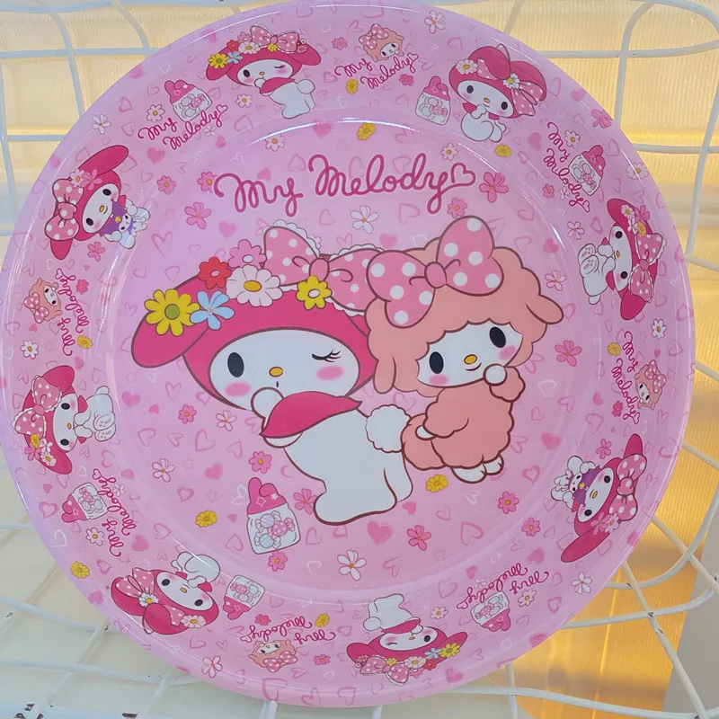 20 سنتيمتر الكرتون سانريو أنيمي لوحة مرحبا كيتي ميلودي كورومي لوحة الكرتون لطيف طبق فاكهه مستدير طبق من الميلامين أدوات المائدة المطبخ #5