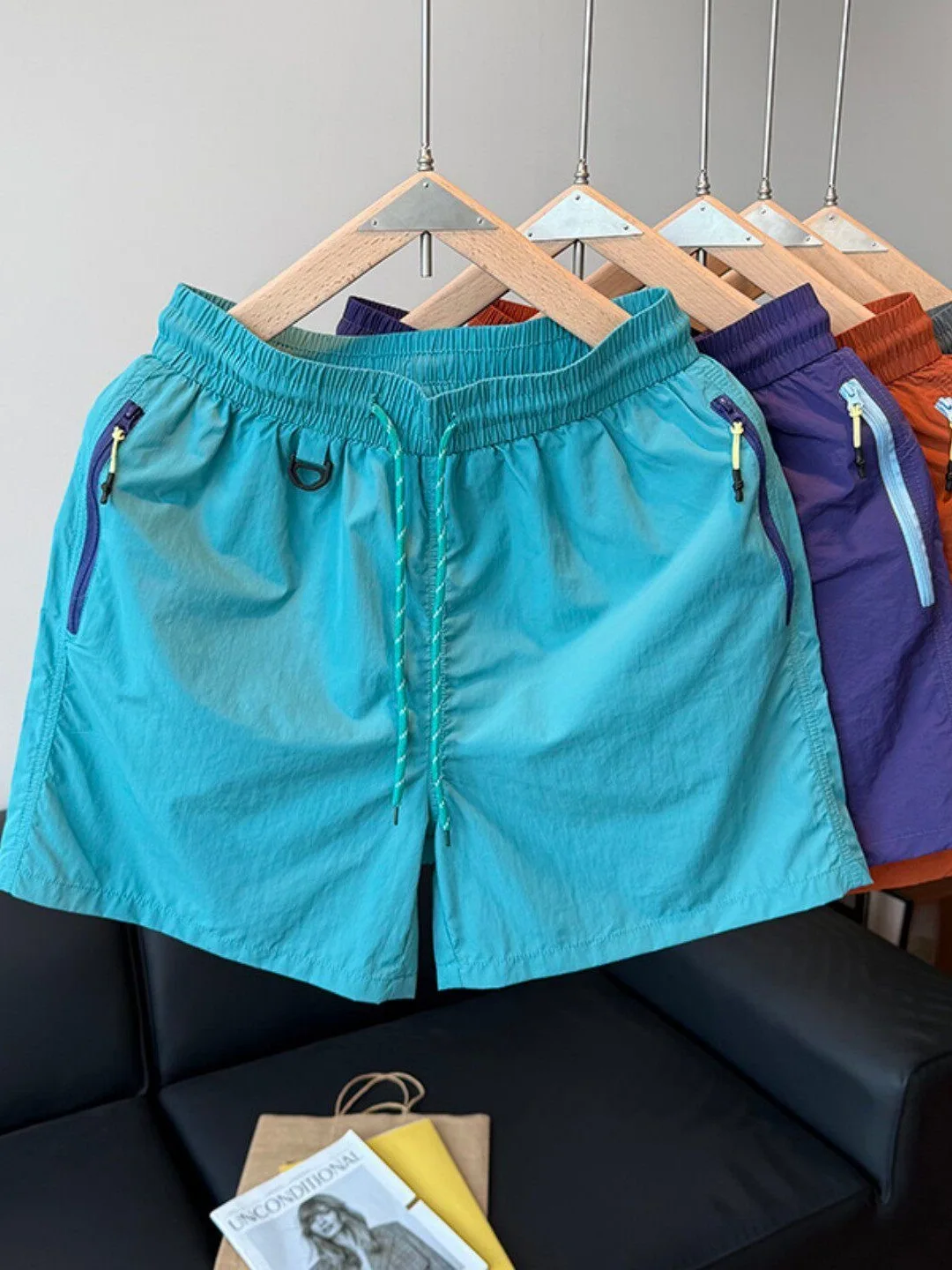 Outdoor Lightweight Quick Dry Workwear Shorts Men Summer Dopaamine Sports Five-Quarter Pants Beach Shorts Water-Resistant