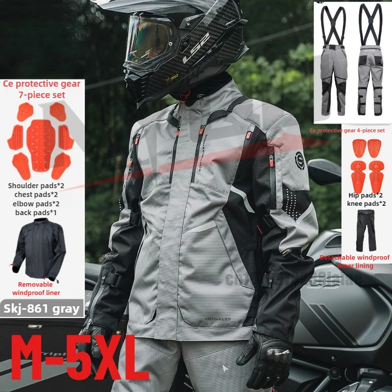 

Мотоциклетная куртка, брюки, одежда для верховой езды, теплая водонепроницаемая дышащая куртка для мотокросса, мужская мотоциклетная куртка с защитой от падения CE, пальто