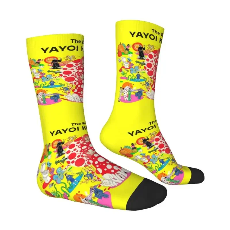 Kawaii Men's The World Of Yayoi Kusama Dress Socks Unisex Comfortable Warm 3D Print Japanese Artist Crew Socks