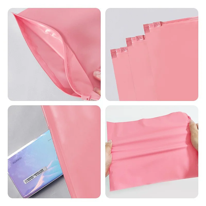 StoBag 50/100pcs Wholesale Color Frosted Matte Zipper Bags Clothes Packaging Pouch Plastic Sealed Shirts Storage Reusable Pocket