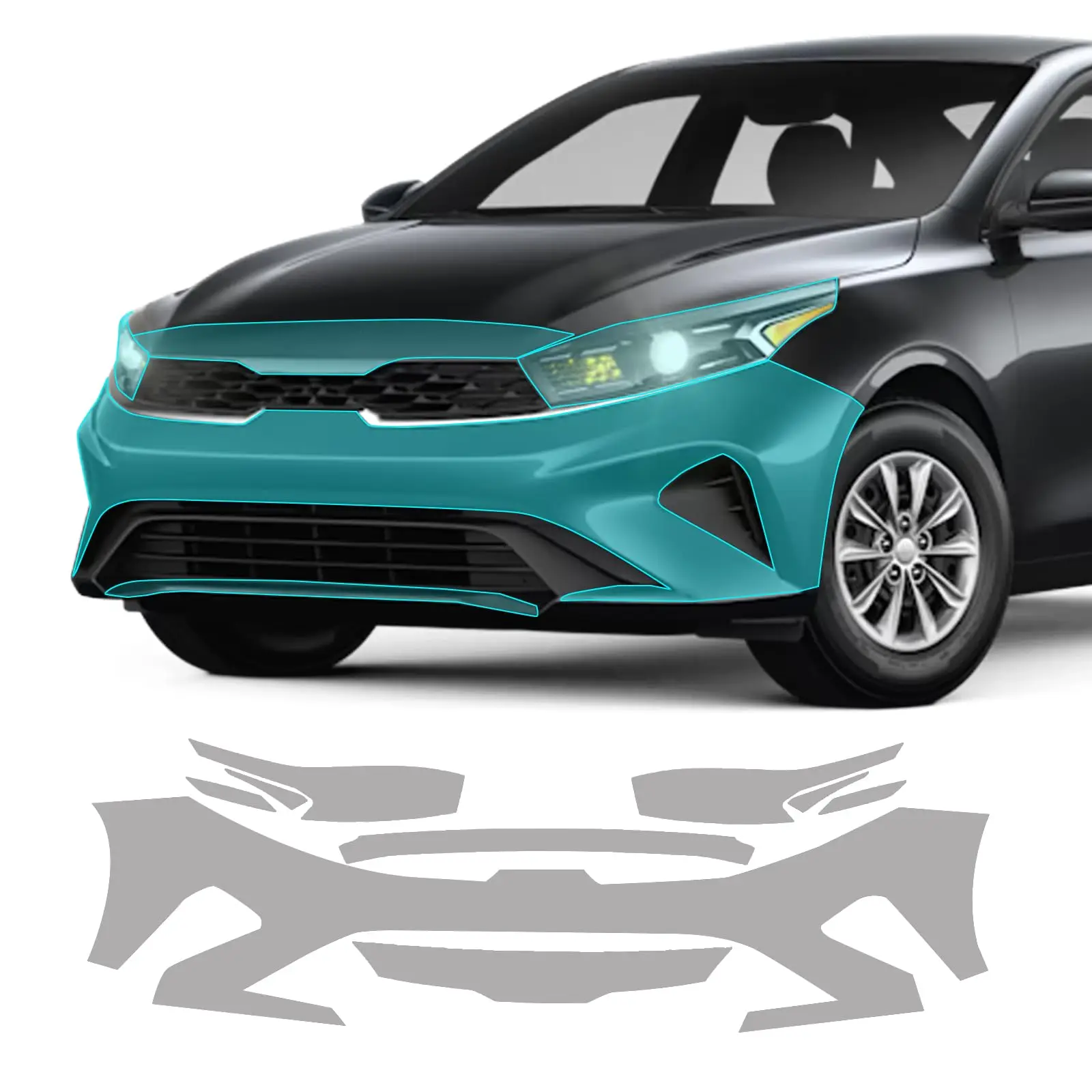 For KIA Forte 2022-2025 Bumper TPU Paint Protection Film Self-Healing Clear Bra Pre-cut PPF Car Body Anti-Scratch Resistant