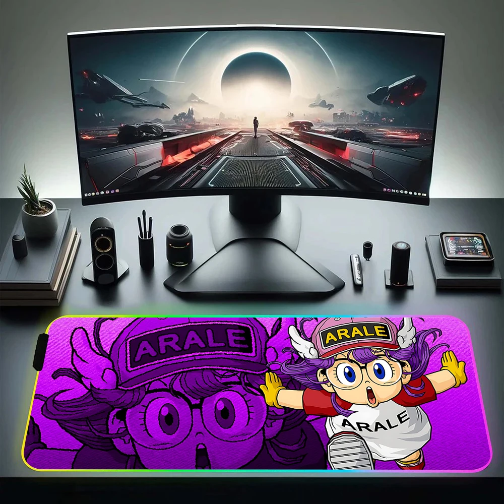 Imagem -05 - Slump Anime Rgb pc Gamer Teclado Mouse Pad Mousepad Led Brilhante Mouse Pads Borracha Gaming Computer Mausepad