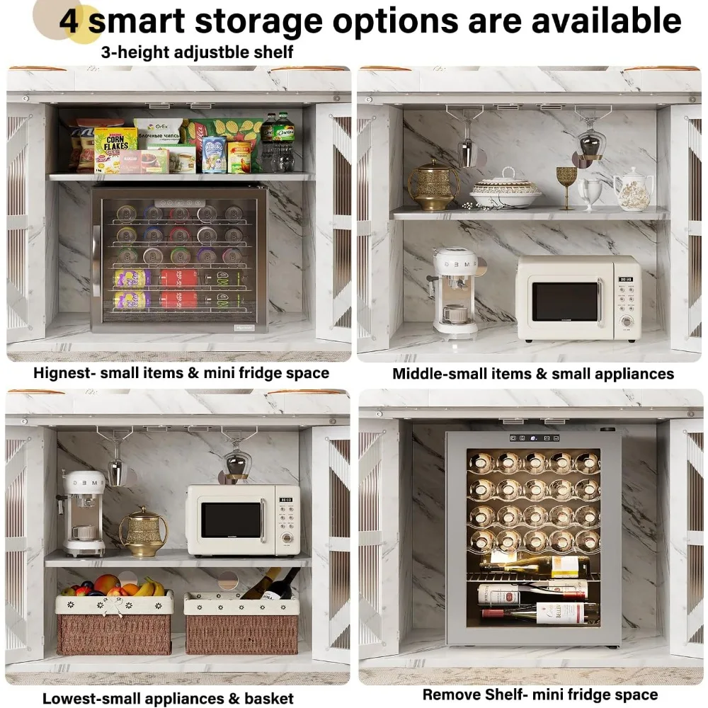 Mesa de jantar moderna LVB para 4 a 6, mesa de cozinha retangular branca com armazenamento, mesa de sala de jantar com pedestal de madeira com geladeira Sp