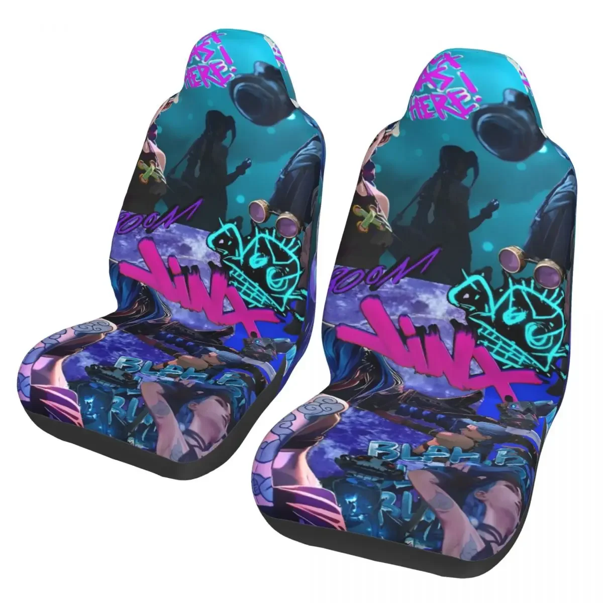 Jinx Collage Anime Universal Car Seat Cover Waterproof AUTOYOUTH Arcane Game Car Seat Cushion Fiber Hunting